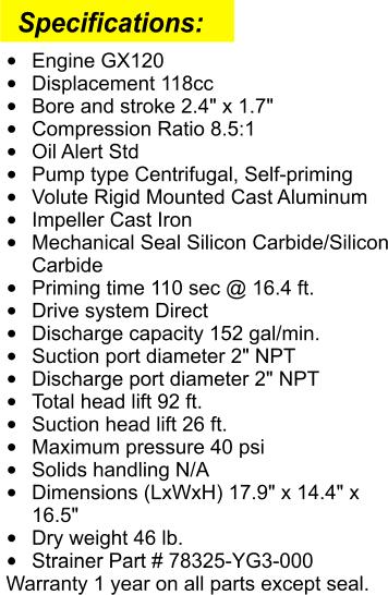 Portable Power Tech Gas GX Powered Water Pump  